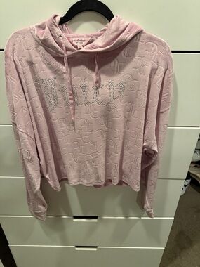 Juicy Couture Light Pink Rhinestone Logo Hooded Top